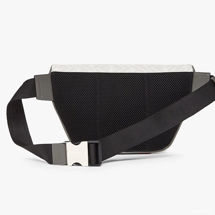 Affordable HOT Fendi FF Red Bag Motif Belt In Fabric White 0814